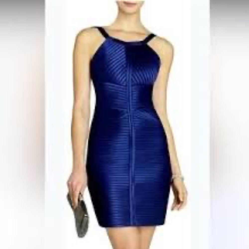 BCBGMAXZARIA Blue Bandage Bodycon Mini Dress